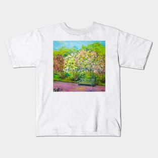 Bench in the lilac park Kids T-Shirt